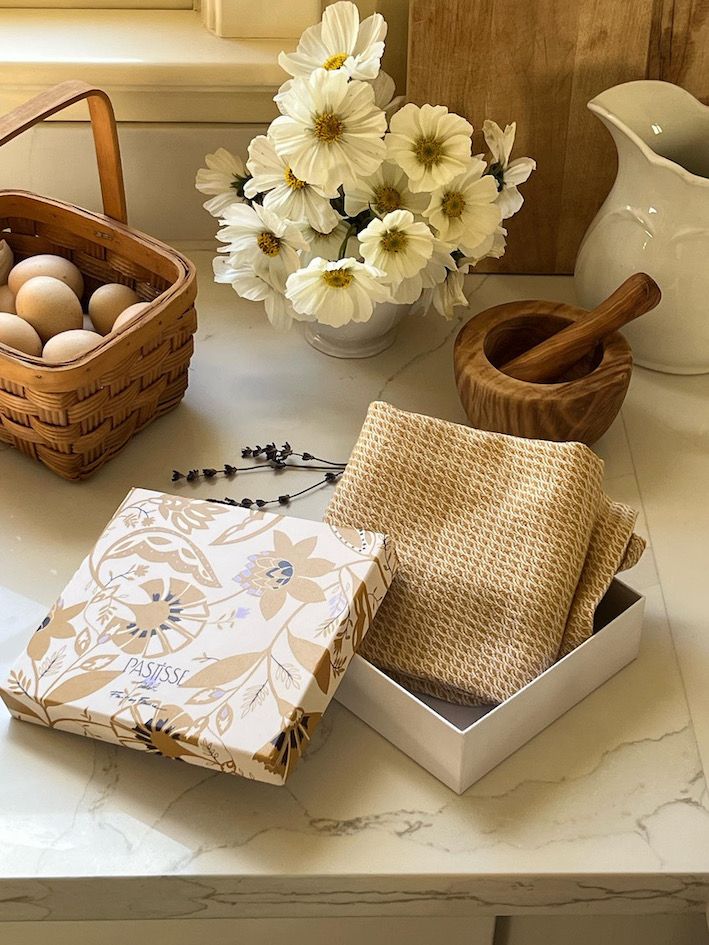 Le Coffret de Torchons Indienne Moutarde