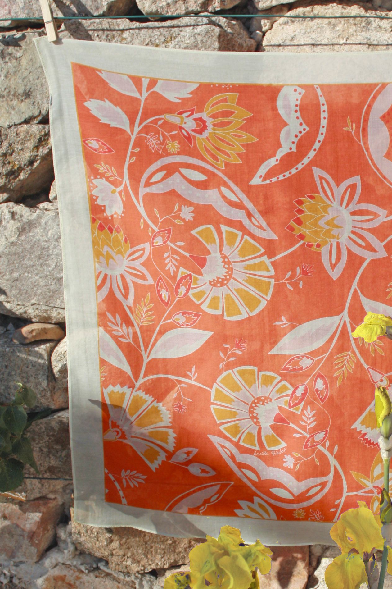 Le bandana de Soie Indienne Corail